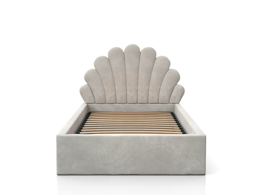 Kárpitozott gyerekágy 90x200 kerettel, szürke Velvet Kids Line 3 Kagyló