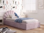 Kárpitozott gyerekágy 90x200 kerettel, rózsaszín Velvet Kids Line 3 Kagyló