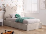 Kárpitozott gyerekágy 90x200-as konténerrel és kerettel, bézs színű Velvet Kids Line 1 Mackó