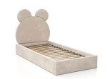 Kárpitozott gyerekágy 90x200-as konténerrel és kerettel, bézs színű Velvet Kids Line 1 Mackó