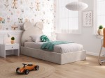 Kárpitozott gyerekágy 90x200-as konténerrel és kerettel, bézs színű Velvet Kids Line 1 Mackó
