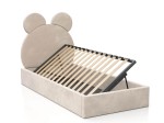 Kárpitozott gyerekágy 90x200-as konténerrel és kerettel, bézs színű Velvet Kids Line 1 Mackó