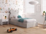 Kárpitozott gyerekágy 90x200-as konténerrel és kerettel, szürke színű Velvet Kids Line 1 Mackó