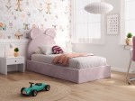 Kárpitozott gyerekágy 90x200-as konténerrel és kerettel, rózsaszín színű Velvet Kids Line 1 Mackó