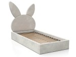 Kárpitozott gyerekágy 90x200 as konténerrel és kerettel, szürke színű Velvet Kids Line 2 Nyúl