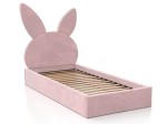 Kárpitozott gyerekágy 90x200 as konténerrel és kerettel, rózsaszín színű Velvet Kids Line 2 Nyúl