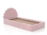 Kárpitozott gyerekágy 90x200 as konténerrel és kerettel, rózsaszín színű Velvet Kids Line 3 Kagyló