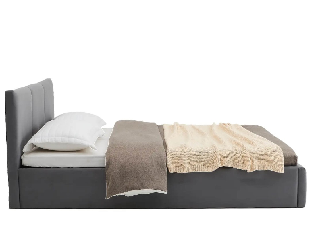 Kárpitozott ágy tárolóhellyel TOP line 7 120x200 Grafit Velvet