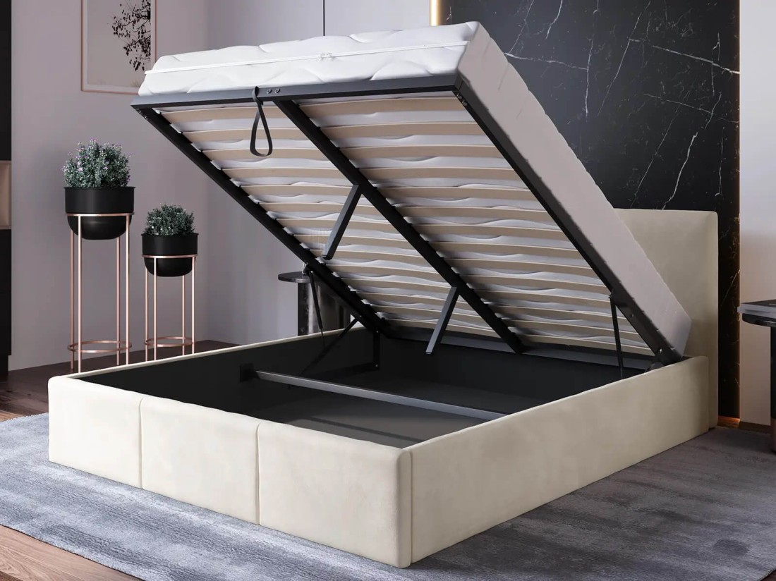 Kárpitozott ágy tárolóhellyel TOP line 7 120x200 Bézs Velvet