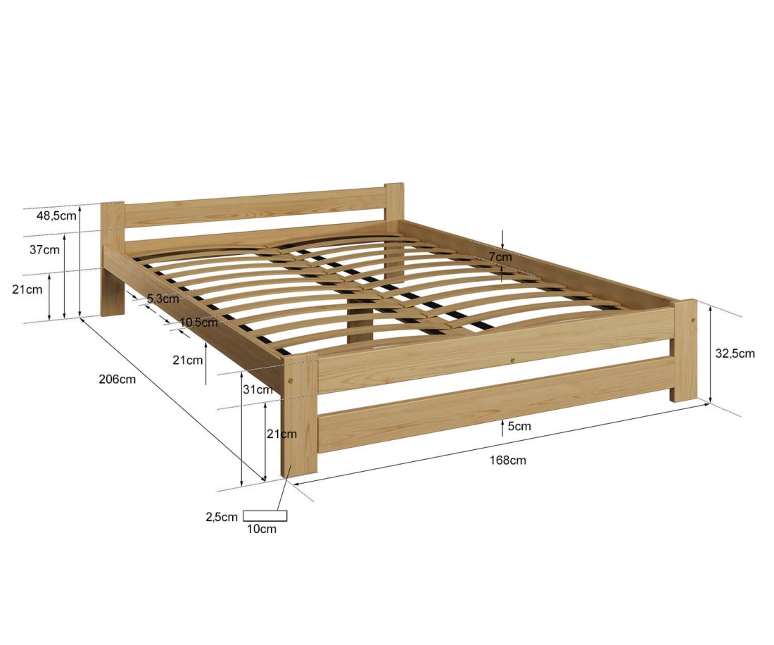 Fa ágy 160x200cm Ran VitBed Fenyő + Matrac 160x200 Niobé