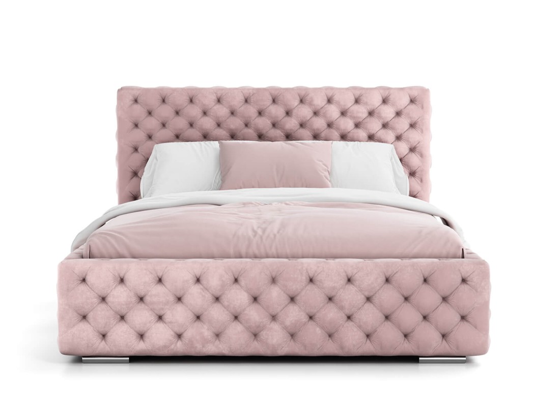 Kárpitozott ágy 140x200 tárolóhellyel PRO line 15 rózsaszín