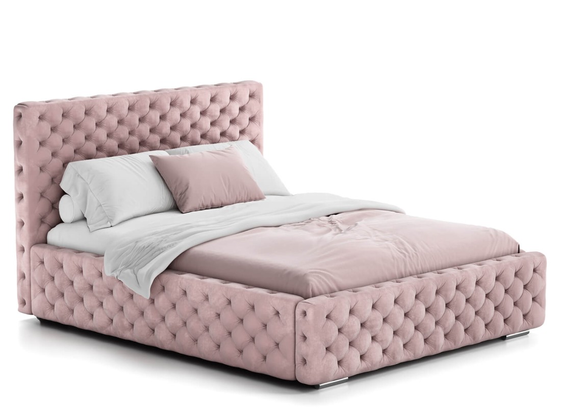 Kárpitozott ágy 160x200 tárolóhellyel PRO line 15 rózsaszín