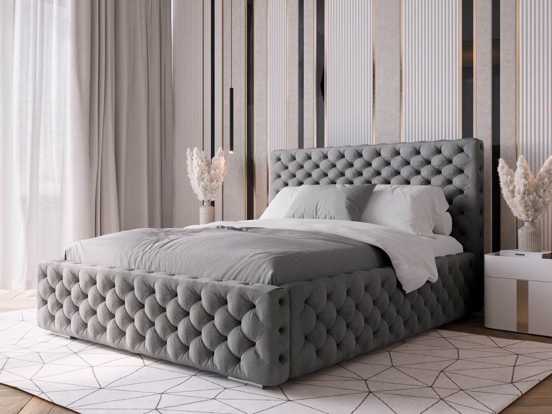 Kárpitozott ágy 160x200 tárolóhellyel PRO line 15 Velvet Grafit