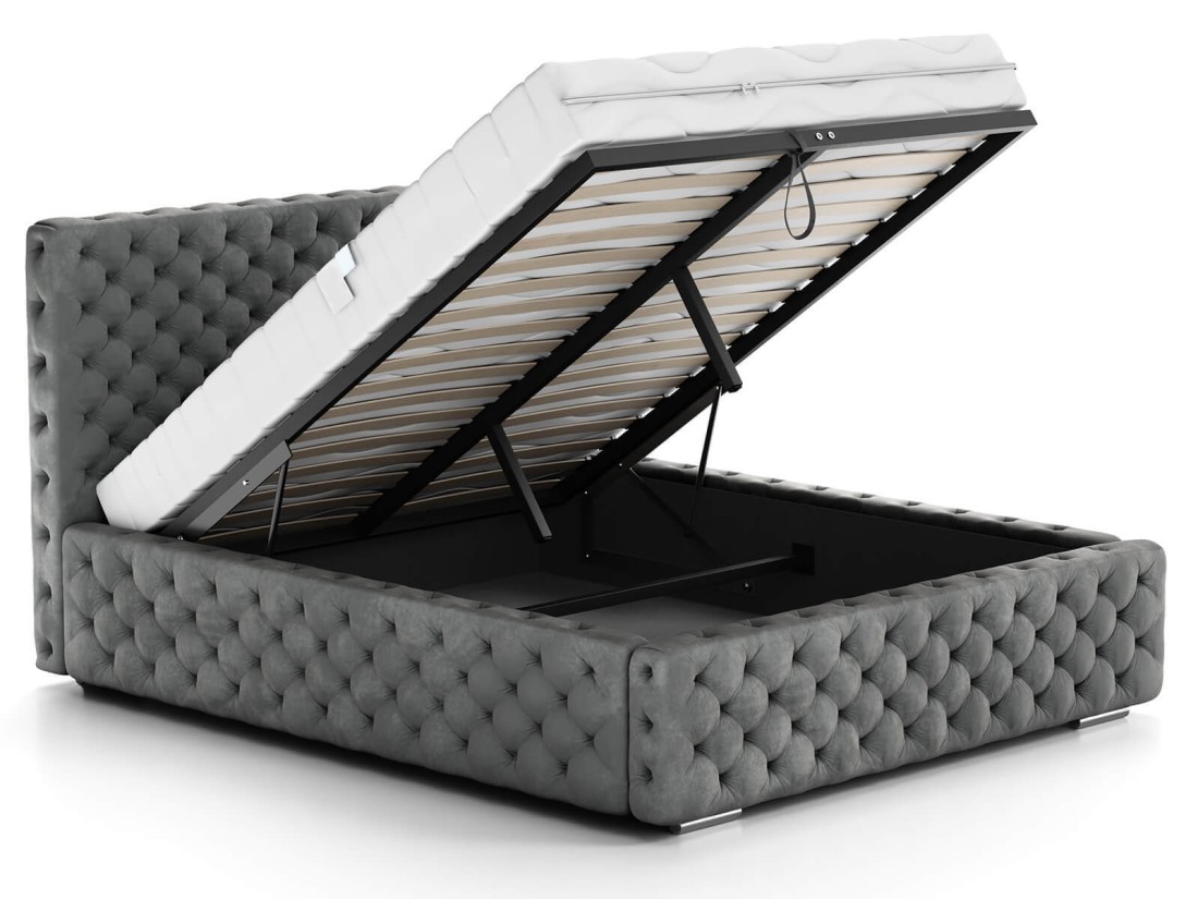 Kárpitozott ágy 160x200 tárolóhellyel PRO line 15 Velvet Grafit