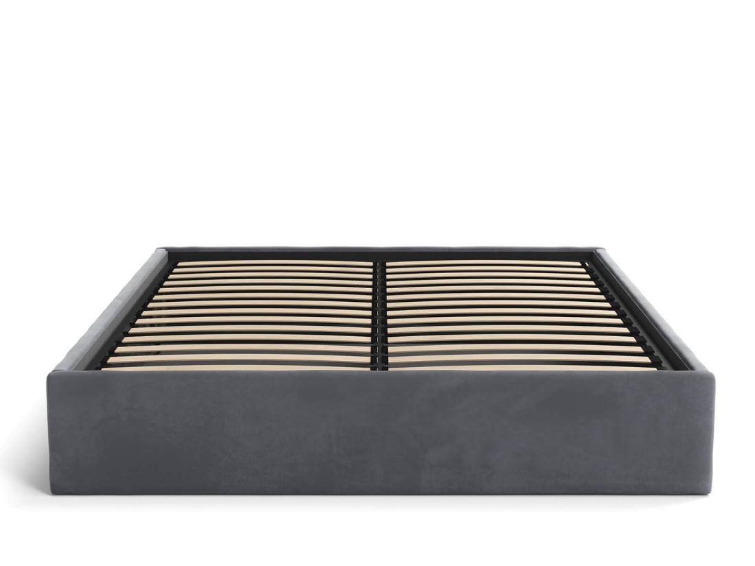 Kárpitozott ágy tárolóhellyel 160x200 fejtámla nélkül  BOX Line Grafit Velvet