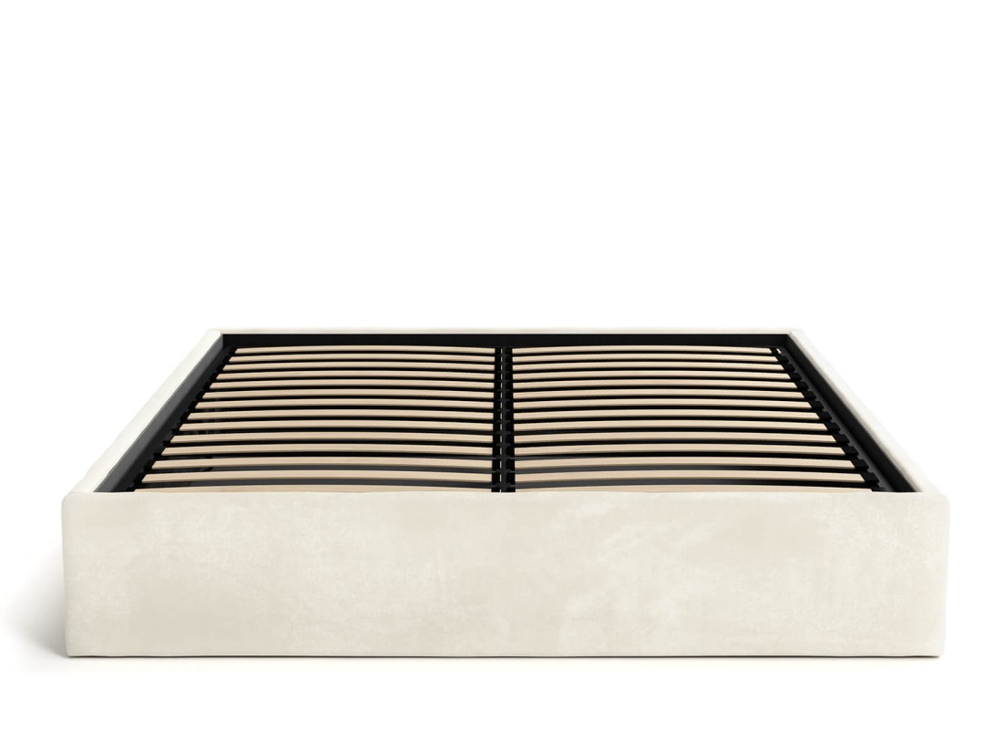 Kárpitozott ágy tárolóhellyel 140x200 fejtámla nélkül  BOX Line Bézs Velvet