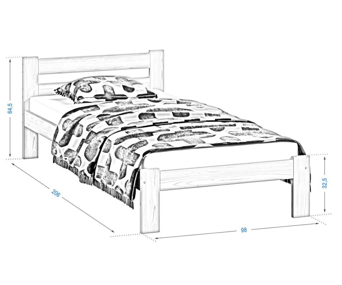 Fa ágy 90x200 VitBed Akio fenyő + Matrac 90x200 Heka