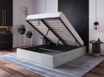 Kárpitozott ágy tárolóhellyel 140x200 fejtámla nélkül  BOX Line Szürke Velvet