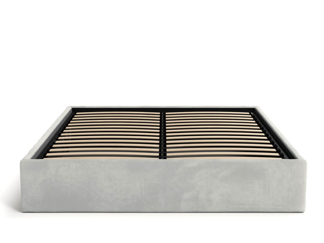 Kárpitozott ágy tárolóhellyel 180x200 fejtámla nélkül  BOX Line Szürke Velvet