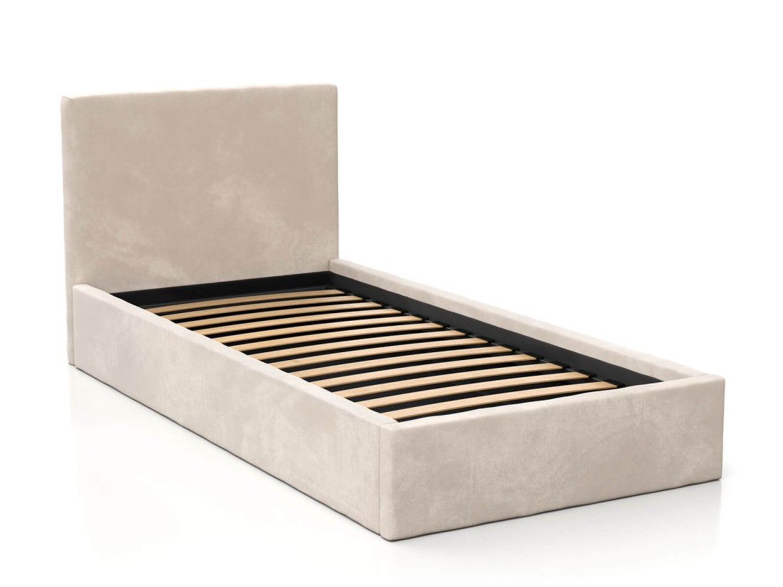 Kárpitozott gyerekágy 90x200 as konténerrel és kerettel, bézs színű Velvet Kids Line 4
