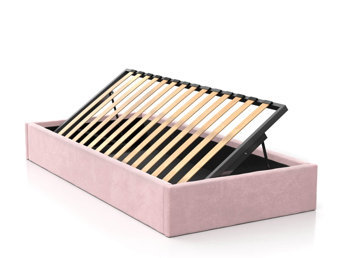 Kárpitozott gyerekágy 90x200 as konténerrel és kerettel, rózsaszín színű Velvet Kids Line Box