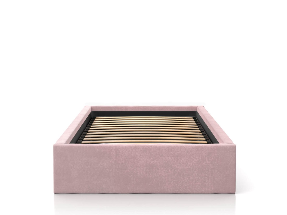 Kárpitozott gyerekágy 90x200 as konténerrel és kerettel, rózsaszín színű Velvet Kids Line Box