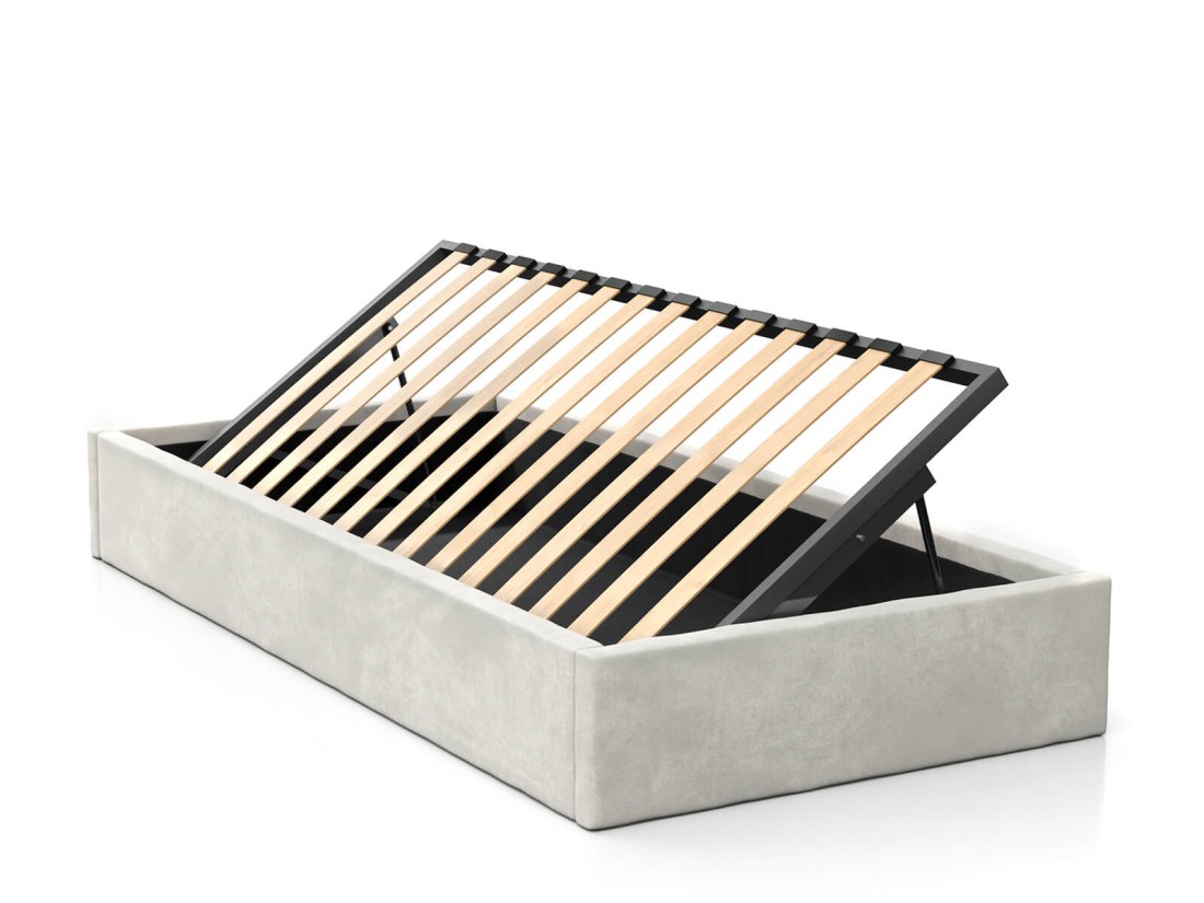 Kárpitozott gyerekágy 90x200 as konténerrel és kerettel, szürke színű Velvet Kids Line Box