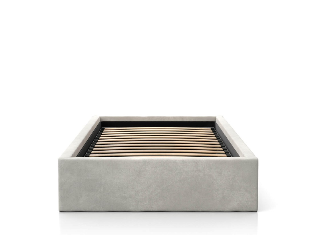 Kárpitozott gyerekágy 90x200 as konténerrel és kerettel, szürke színű Velvet Kids Line Box