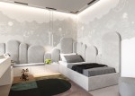 Kárpitozott gyerekágy 90x200 as konténerrel és kerettel, szürke színű Velvet Kids Line Box