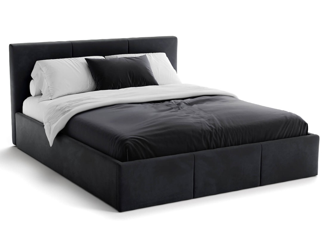 Kárpitozott ágy tárolóhellyel TOP line 7 140x200 Fekete Velvet