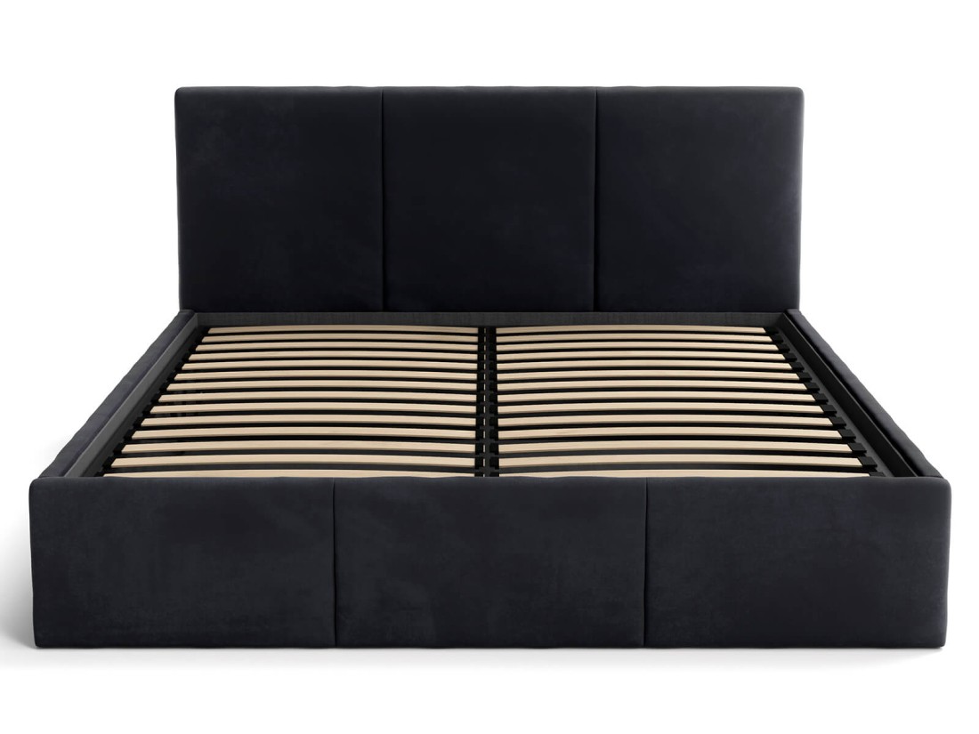 Kárpitozott ágy tárolóhellyel TOP line 7 140x200 Fekete Velvet
