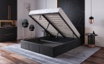 Kárpitozott ágy tárolóhellyel TOP line 7 140x200 Fekete Velvet