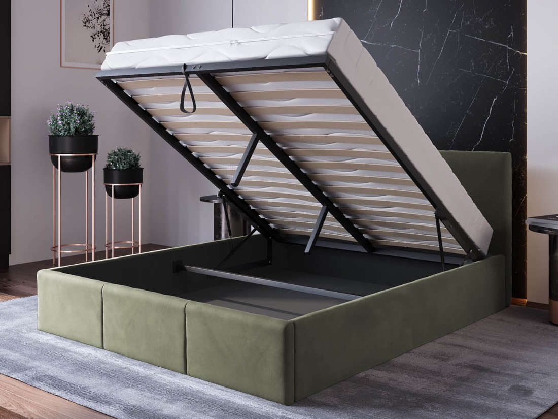 Kárpitozott ágy tárolóhellyel TOP line 7 140x200 Olíva Velvet