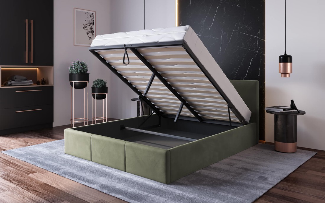 Kárpitozott ágy tárolóhellyel TOP line 7 160x200 Olíva Velvet