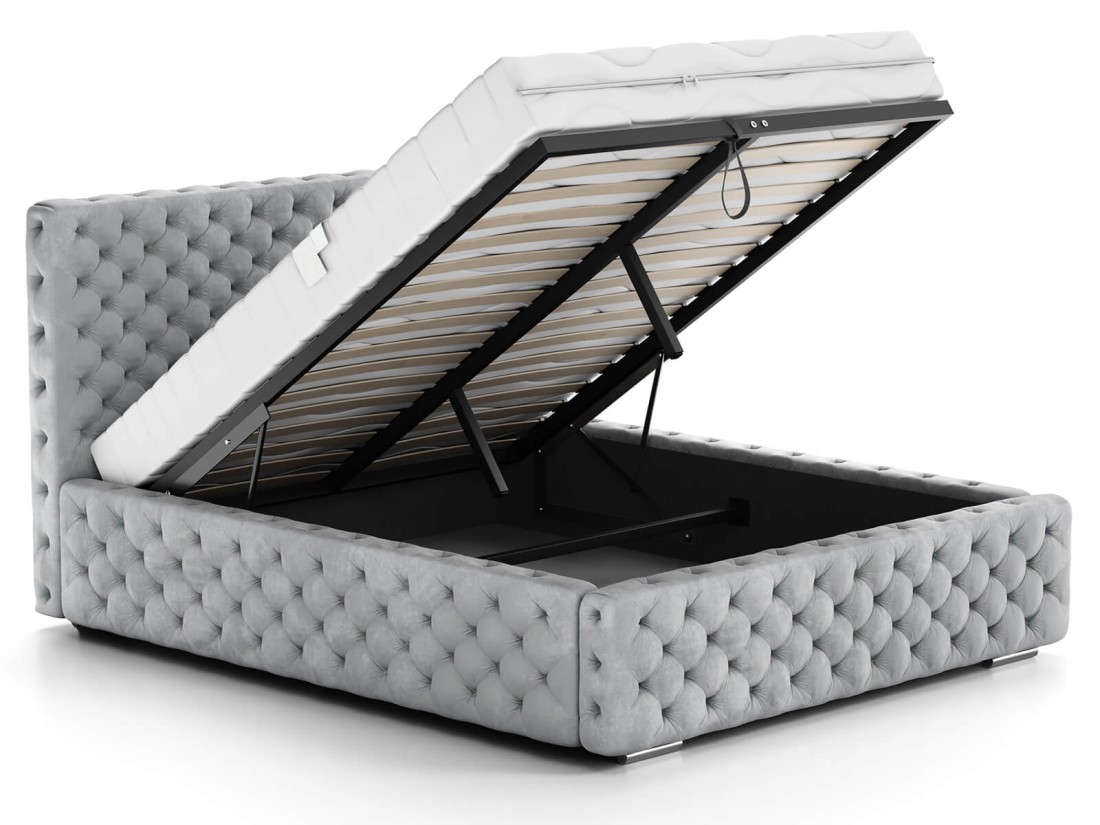 Kárpitozott ágy 180x200 tárolóhellyel PRO line 15 szürke