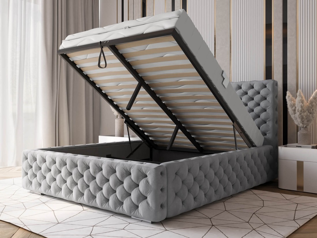 Kárpitozott ágy 180x200 tárolóhellyel PRO line 15 szürke