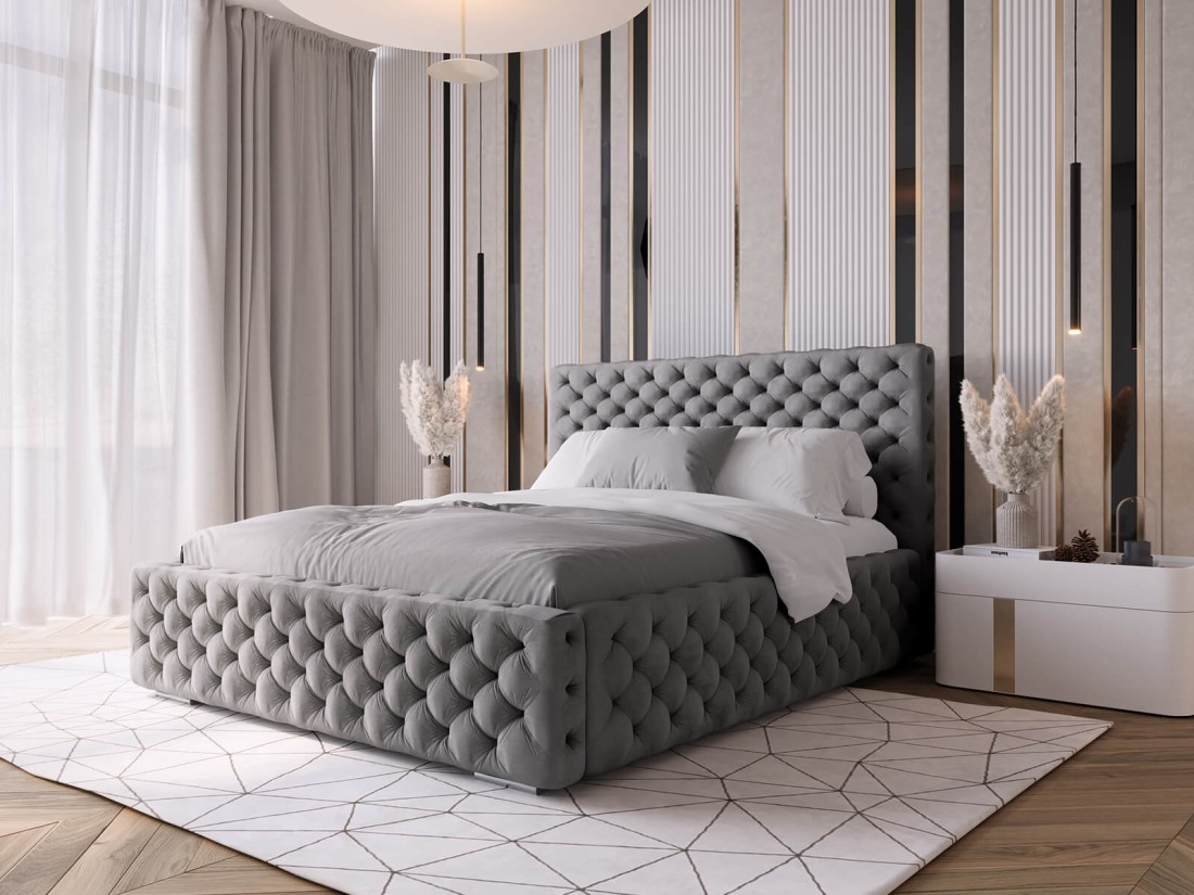 Kárpitozott ágy 180x200 tárolóhellyel PRO line 15 Velvet Grafit