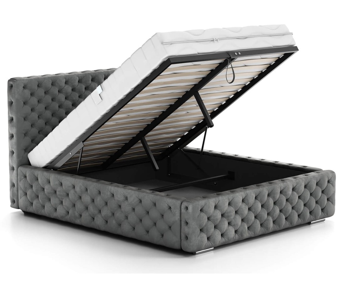Kárpitozott ágy 180x200 tárolóhellyel PRO line 15 Velvet Grafit