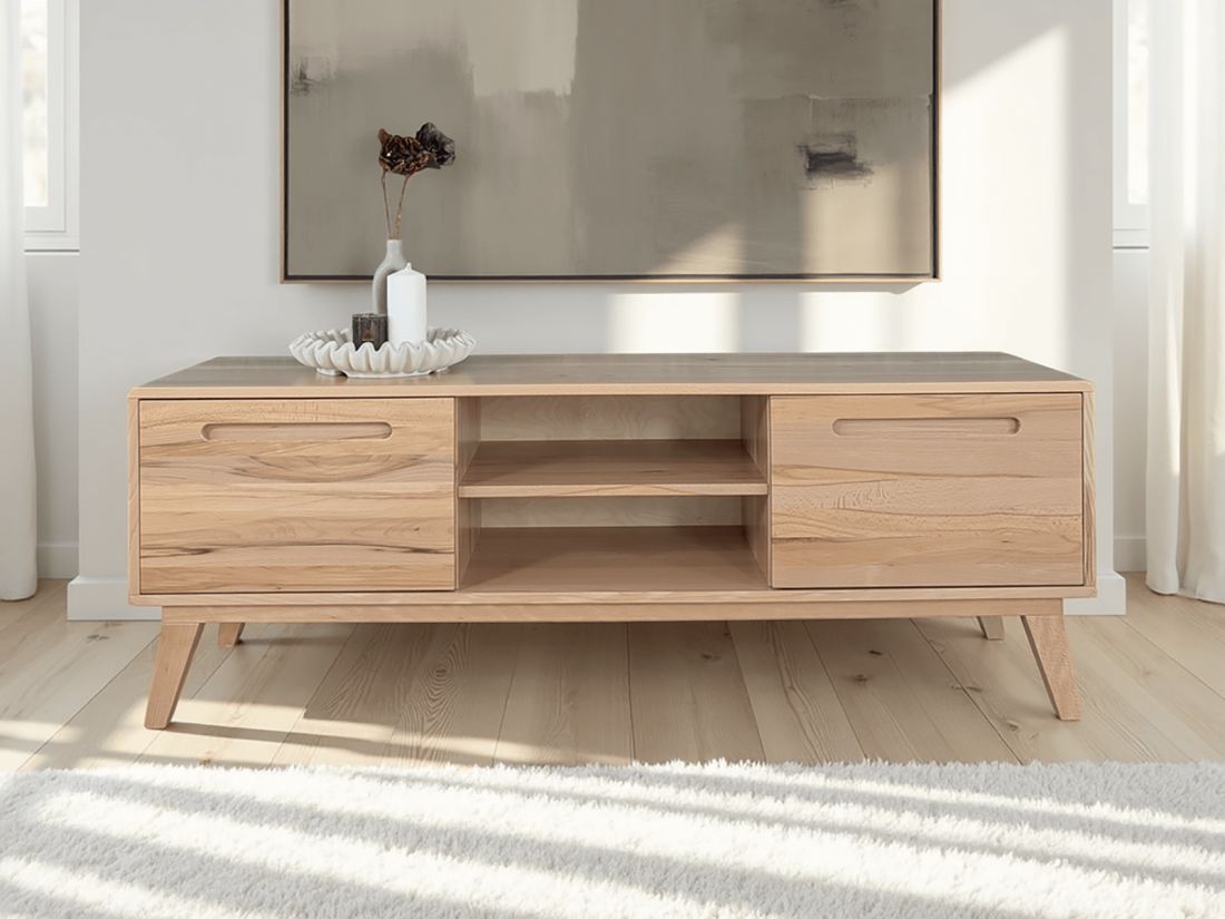 TV szekrény bükkfá Beskid, szélesség 155 cm, Natúr bükk