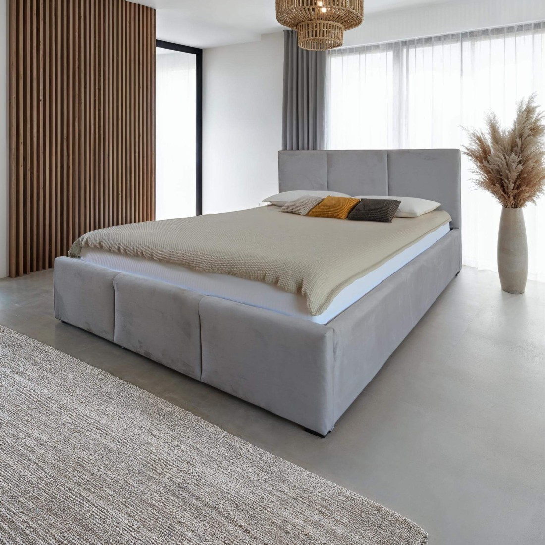 Kárpitozott ágy tárolóhellyel TOP line 7 120x200 Szürke Velvet