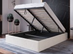 Kárpitozott ágy tárolóhellyel 180x200 fejtámla nélkül  BOX Line Krémszínű Boucle