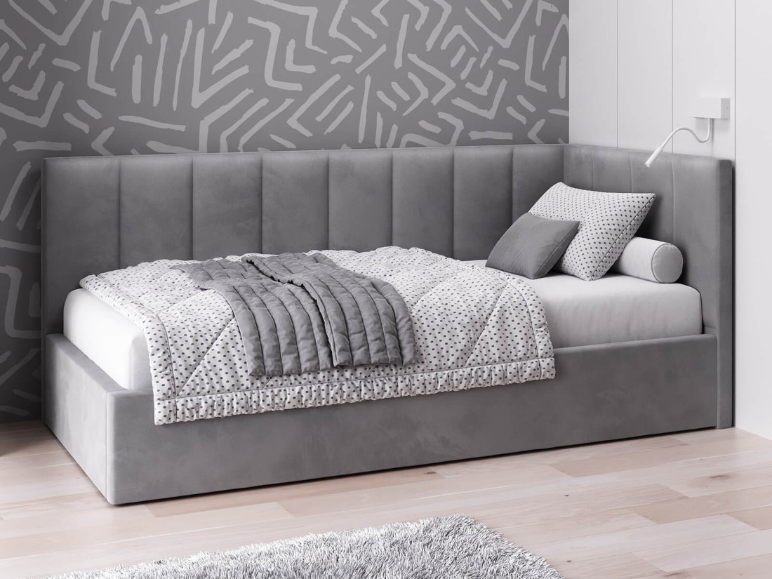 Kárpitozott kanapéágy 90x200 as konténerrel és kerettel Grafitovy Velvet Tom