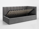 Kárpitozott kanapéágy 90x200 as konténerrel és kerettel Grafitovy Velvet Tom