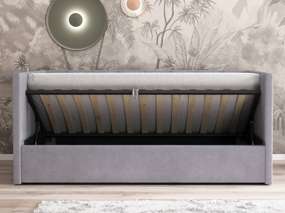 Kárpitozott kanapéágy 90x200 as konténerrel és kerettel Soro90 Urus