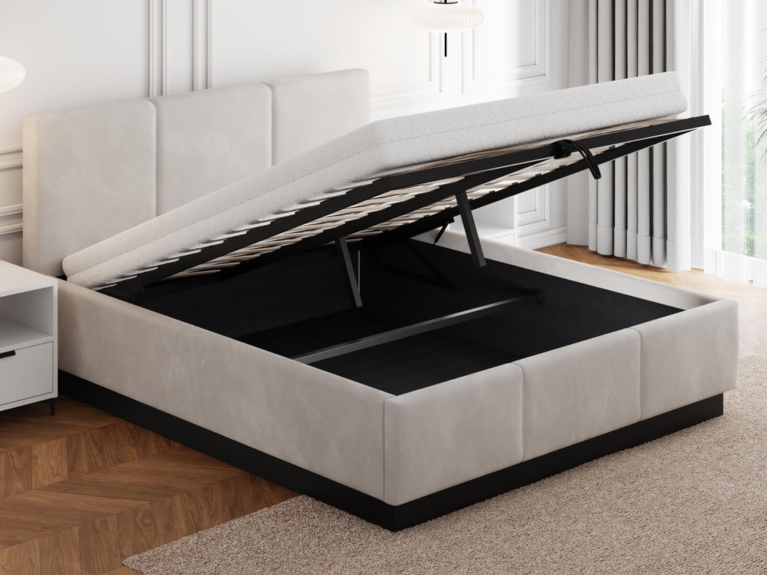 Kárpitozott ágy levitációs, tárolóhellyel TOP line 8 160x200 Szürke Velvet