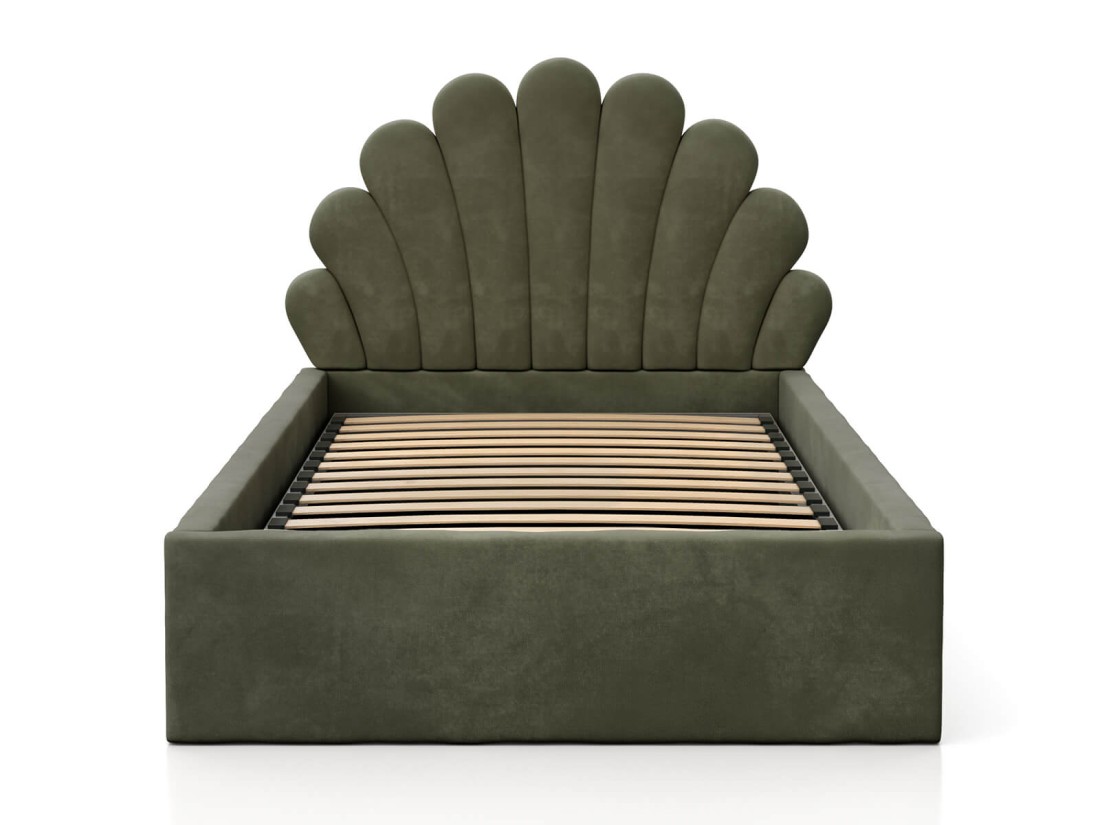 Kárpitozott gyerekágy 90x200 as konténerrel és kerettel, Olíva Velvet Kids Line 3 Kagyló