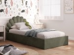 Kárpitozott gyerekágy 90x200 as konténerrel és kerettel, Olíva Velvet Kids Line 3 Kagyló