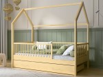 Gyerekágy 80x160cm Házikó D9S, fiókkal és ágyrácstal fenyő