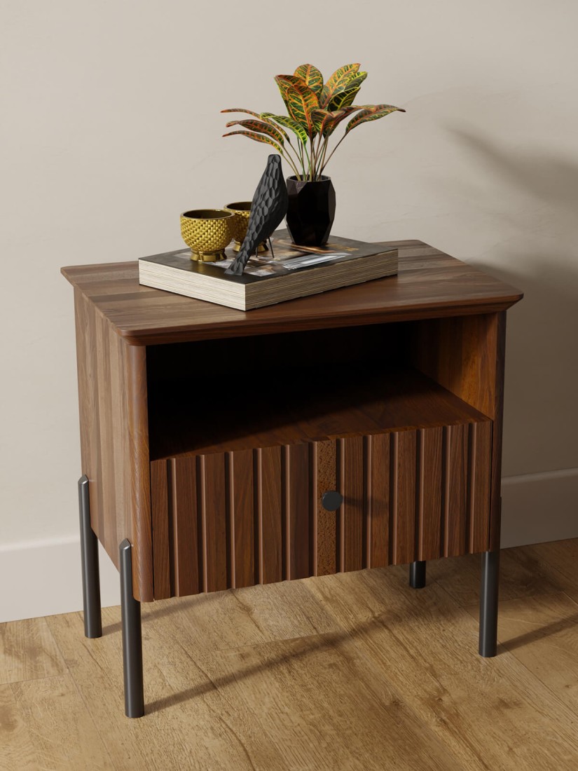 Fa éjjeliszekrény bükkből Lamelo Diófa