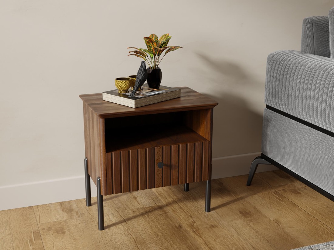 Fa éjjeliszekrény bükkből Lamelo Diófa